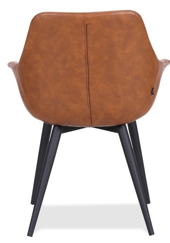 HOUSE OF SANDER Signe spisebordstol, med armlener - konjakkfarget PU-skinn med sorte ben