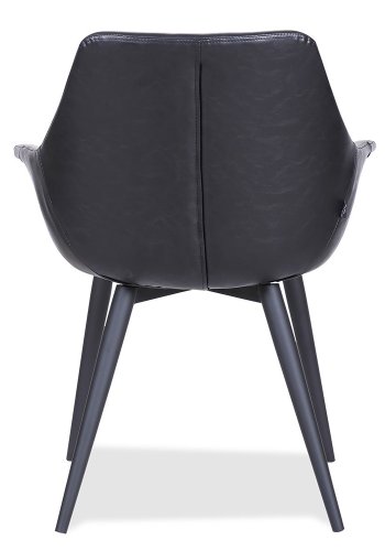HOUSE OF SANDER Signe spisebordstol, med armlener - svart PU-skinn med sorte ben