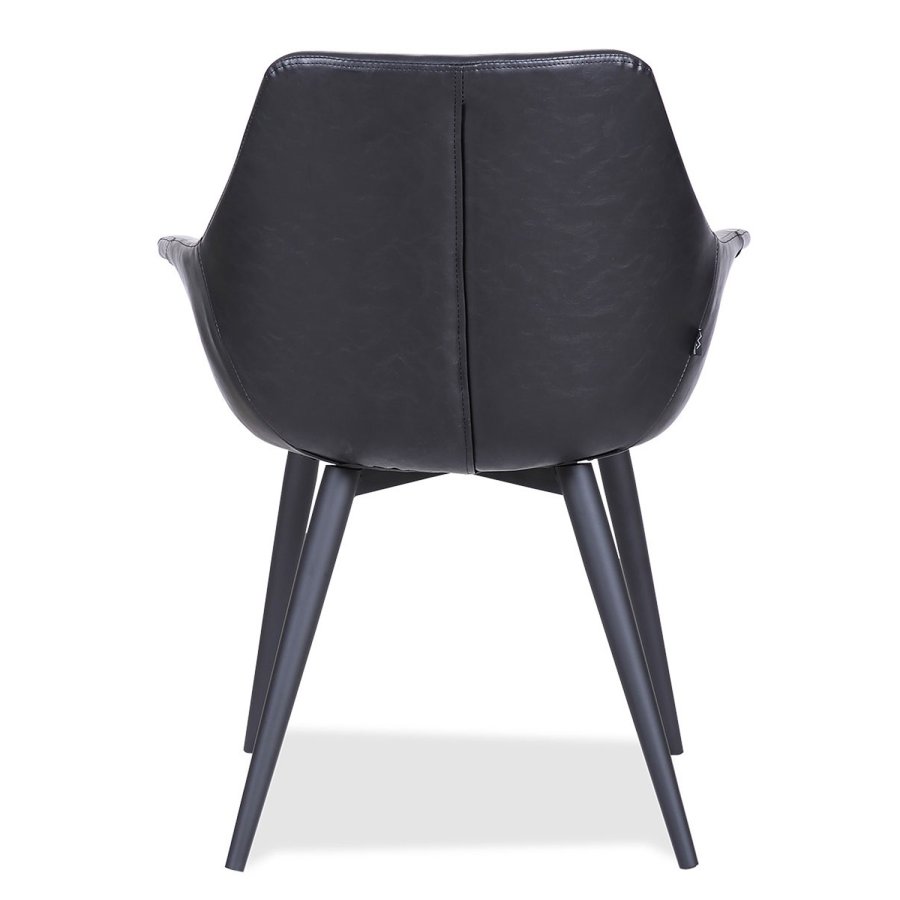HOUSE OF SANDER Signe spisebordstol, med armlener - svart PU-skinn med sorte ben