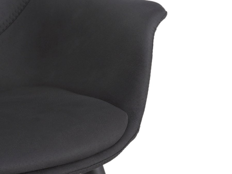 HOUSE OF SANDER Signe spisebordstol, m. armlener - antrasittgr imitert semsket skinn og stl