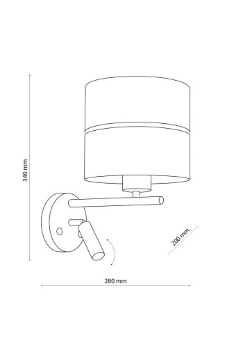 TK Hilton vglampe - guld metal og sort stof