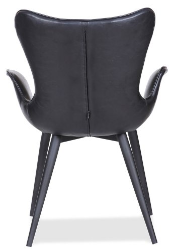 HOUSE OF SANDER Mist Esszimmerstuhl, mit Armlehnen – schwarzes Kunstleder mit schwarzen Beinen
