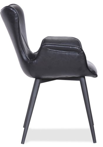 HOUSE OF SANDER Mist Esszimmerstuhl, mit Armlehnen – schwarzes Kunstleder mit schwarzen Beinen