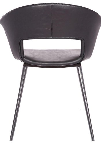 HOUSE OF SANDER Tora spisebordsstol, med armlener - svart PU-skinn med svarte metallben