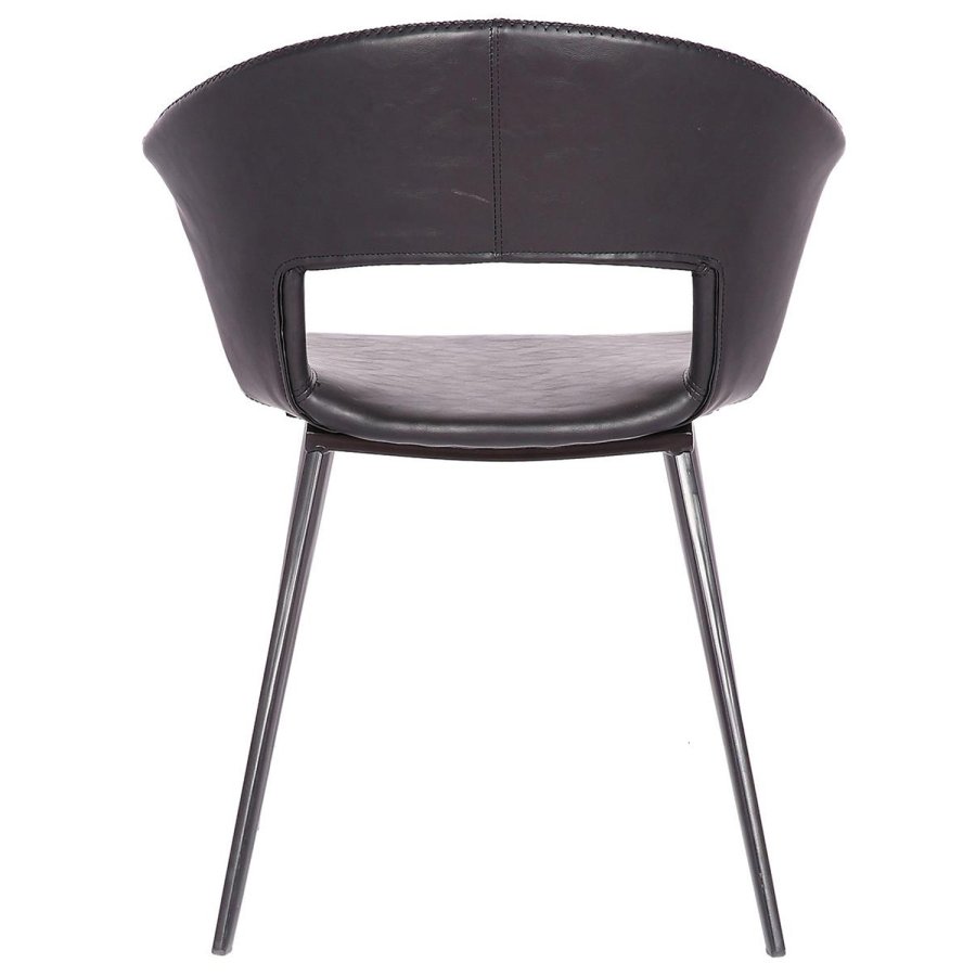 HOUSE OF SANDER Tora spisebordsstol, med armlener - svart PU-skinn med svarte metallben
