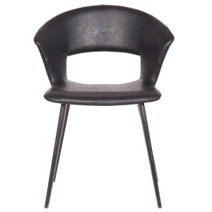 HOUSE OF SANDER Tora spisebordsstol, m. armln - sort PU lder m. sorte metalben