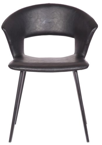 HOUSE OF SANDER Tora spisebordsstol, med armlener - svart PU-skinn med svarte metallben