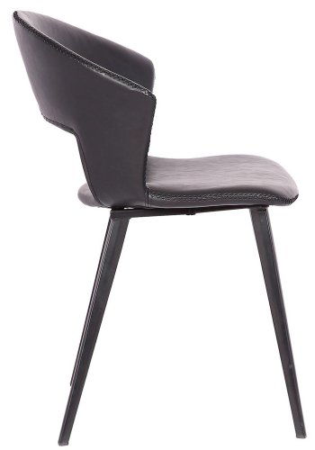 HOUSE OF SANDER Tora spisebordsstol, med armlener - svart PU-skinn med svarte metallben