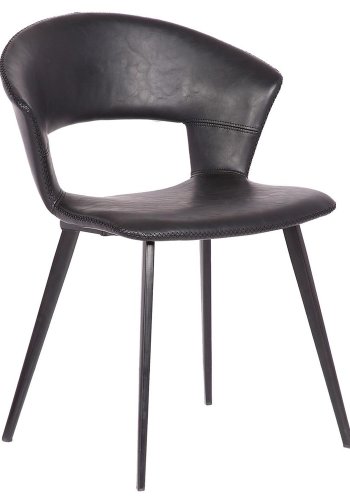 HOUSE OF SANDER Tora spisebordsstol, med armlener - svart PU-skinn med svarte metallben