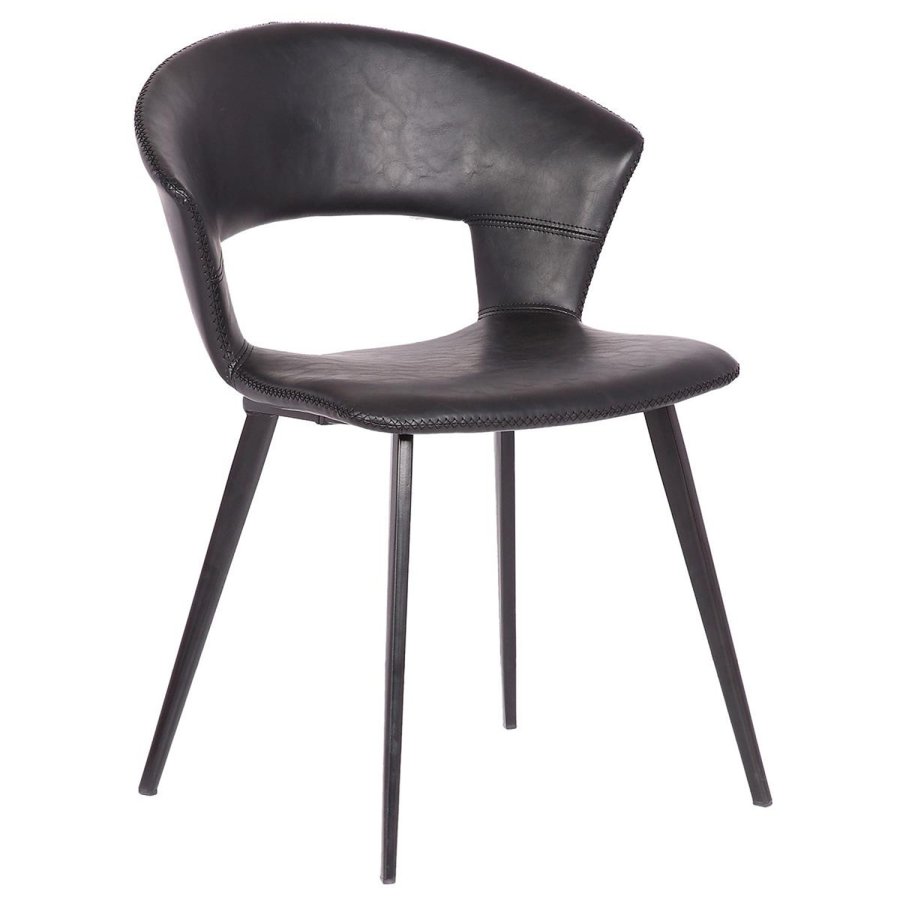 HOUSE OF SANDER Tora spisebordsstol, med armlener - svart PU-skinn med svarte metallben