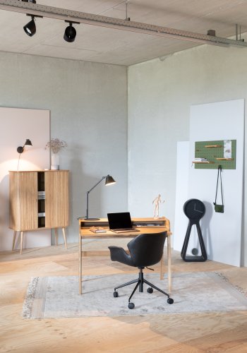 ZUIVER Barbier skrivebord, m. 1 dr og 2 rom - finer av naturlig ask og asketre (110x77)