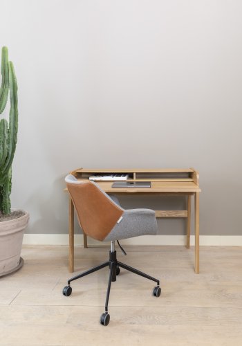 ZUIVER Barbier skrivebord, m. 1 dr og 2 rom - finer av naturlig ask og asketre (110x77)