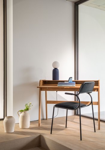 ZUIVER Barbier skrivebord, m. 1 dr og 2 rom - finer av naturlig ask og asketre (110x77)