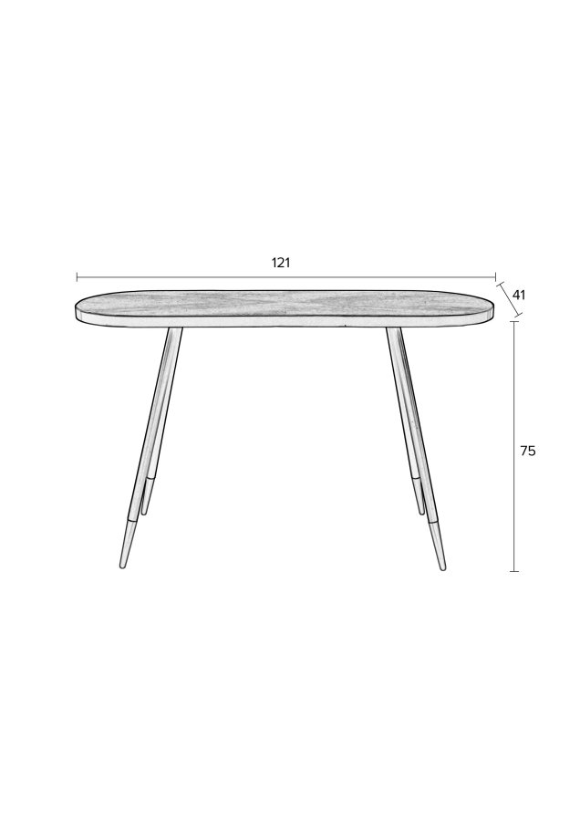 WHITE LABEL LIVING Denise konsollbord, ovalt - brun ask finer og metall (121x41)