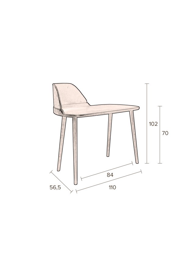 DUTCHBONE Finn Schreibtisch, rechteckig – Polyester und braunes Eschenholz (110 x 57)