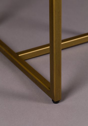 DUTCHBONE Class Konsolentisch, mit 2 Schubladen – braunes Holz und goldener Stahl (120 x 45)