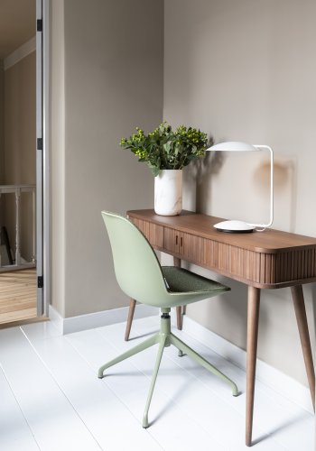 ZUIVER Barbier konsollbord, m. 2 skyvedrer - brun valnttfiner og gummitre (120x35)