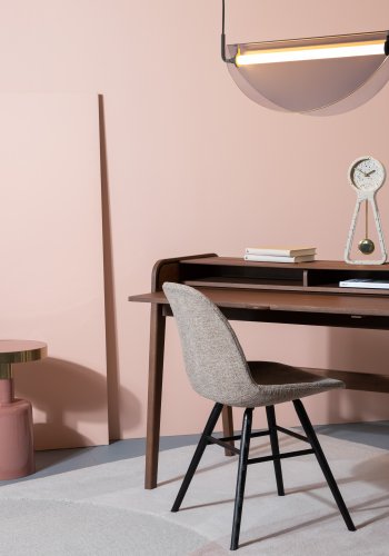 ZUIVER Barbier skrivebord, m. 1 borddr og 2 rom - brun valnttfinish og gummitre (110x61)