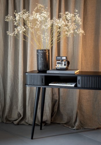 ZUIVER Barbier konsollbord, m. 2 skyvedrer - svart eikefiner og gummitre (120x35)