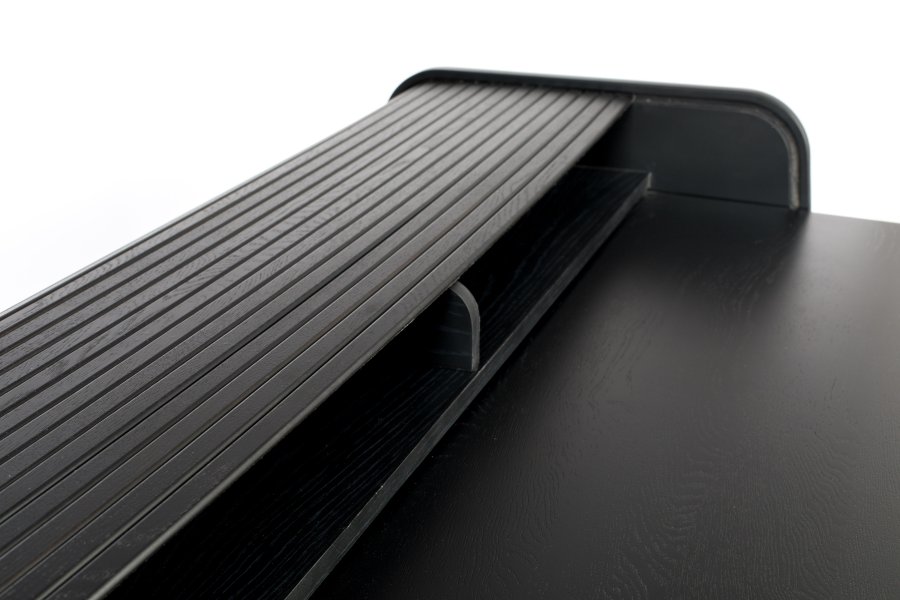 ZUIVER Barbier skrivebord, m. 1 borddr og 2 rom - svart eikefiner og gummitre (110x61)