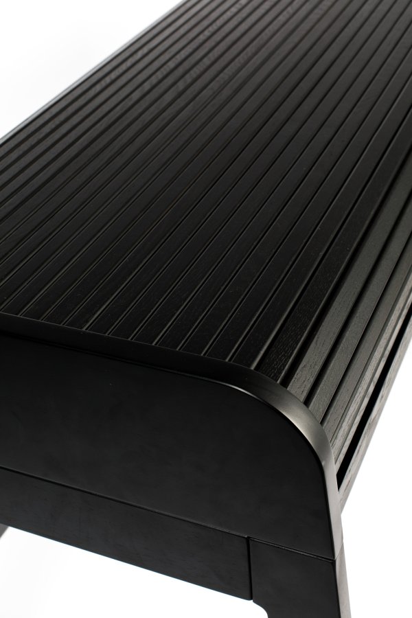 ZUIVER Barbier skrivebord, m. 1 borddr og 2 rom - svart eikefiner og gummitre (110x61)