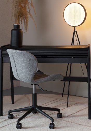 ZUIVER Barbier skrivebord, m. 1 borddr og 2 rom - svart eikefiner og gummitre (110x61)