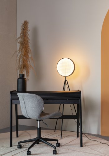 ZUIVER Barbier skrivebord, m. 1 borddr og 2 rom - svart eikefiner og gummitre (110x61)