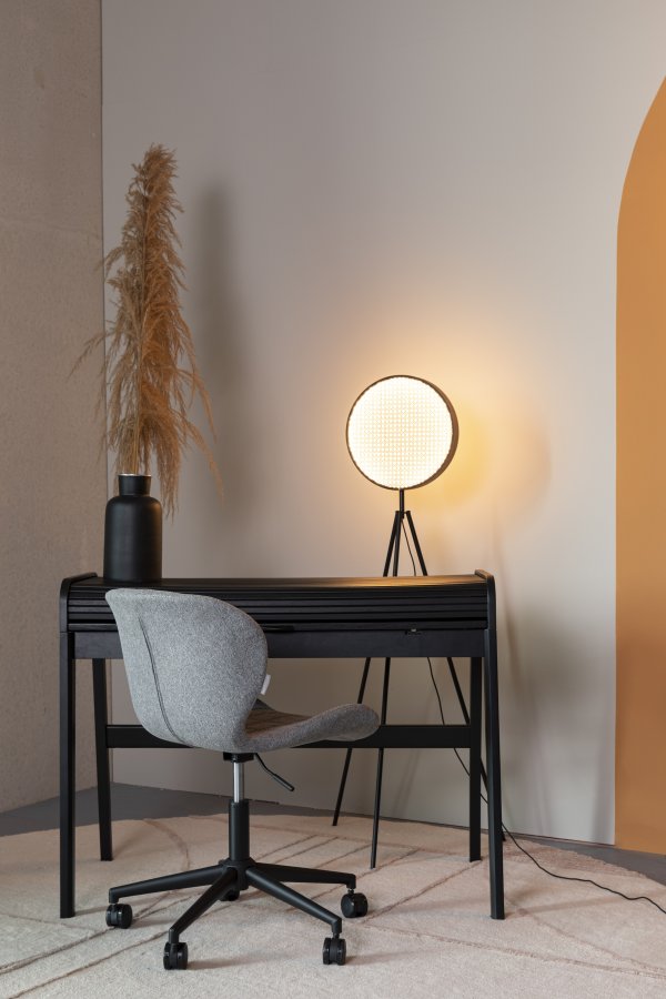 ZUIVER Barbier skrivebord, m. 1 borddr og 2 rom - svart eikefiner og gummitre (110x61)