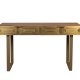 DUTCHBONE Volan konsollbord, m. 2 skuffer - brunt mangotre og messingjern (140x50)