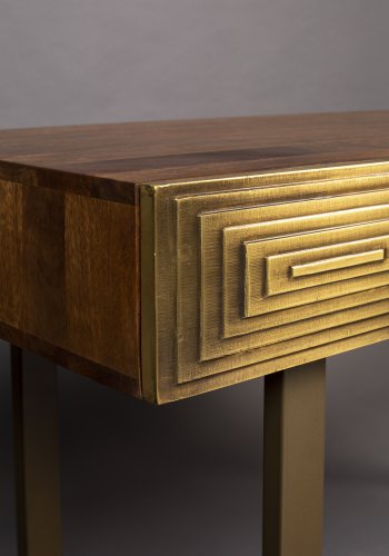 DUTCHBONE Volan konsollbord, m. 2 skuffer - brunt mangotre og messingjern (140x50)