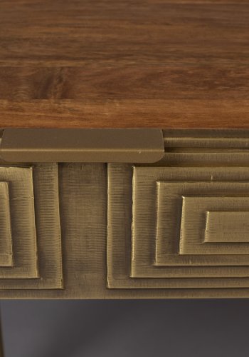 DUTCHBONE Volan konsollbord, m. 2 skuffer - brunt mangotre og messingjern (140x50)