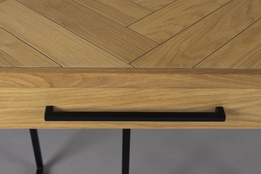 DUTCHBONE Class Konsolentisch, mit 2 Schubladen – Eiche natur und schwarzer Stahl (120x45)