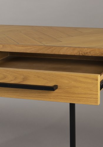 DUTCHBONE Class Konsolentisch, mit 2 Schubladen – Eiche natur und schwarzer Stahl (120x45)