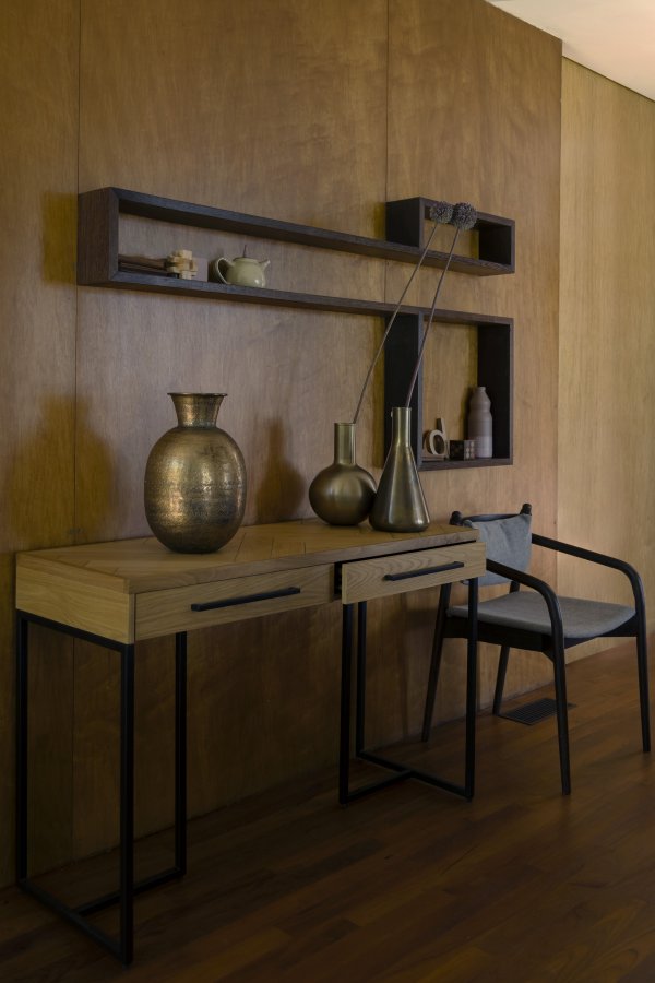 DUTCHBONE Class Konsolentisch, mit 2 Schubladen – Eiche natur und schwarzer Stahl (120x45)