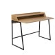 WHITE LABEL LIVING Giorgio skrivebord, m. 1 hylle - naturlig eikefiner og svart metall (120x60)