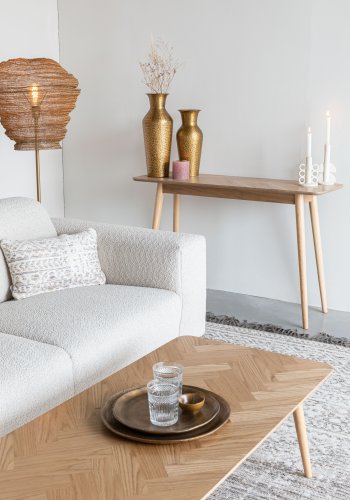 WHITE LABEL LIVING Fabio fiskebeinskonsollbord, rektangulrt - naturlig eikefiner og eiketre (120X40)