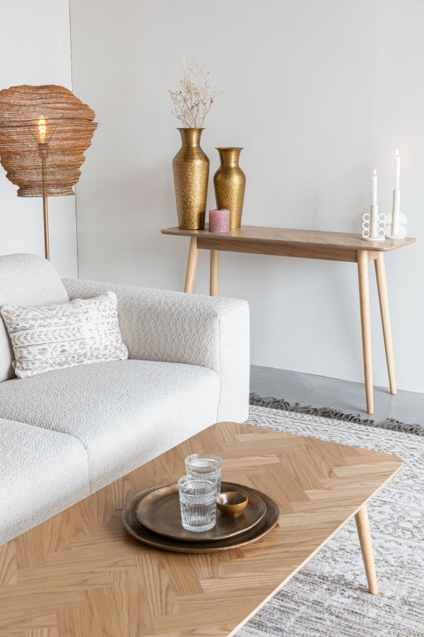 WHITE LABEL LIVING Fabio fiskebeinskonsollbord, rektangulrt - naturlig eikefiner og eiketre (120X40)