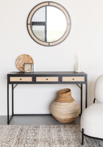 WHITE LABEL LIVING Guuji konsollbord, m. 3 skuffer - rotting og svart MDF/metall (120x40)