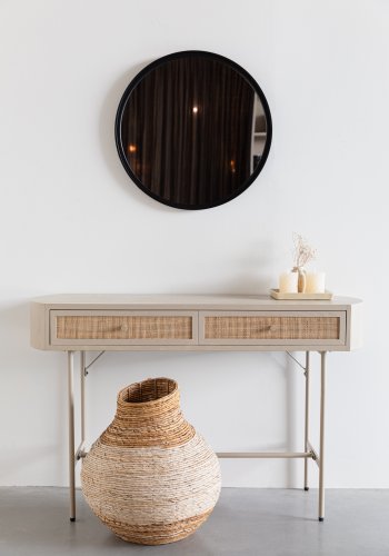 WHITE LABEL LIVING Amaya konsollbord, m. 2 skuffer - beige MDF/metall (120x40)