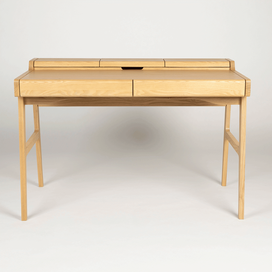ZUIVER Kaat skrivebord, m. 2 skuffer - naturlig eikefiner og asketre (120x70)