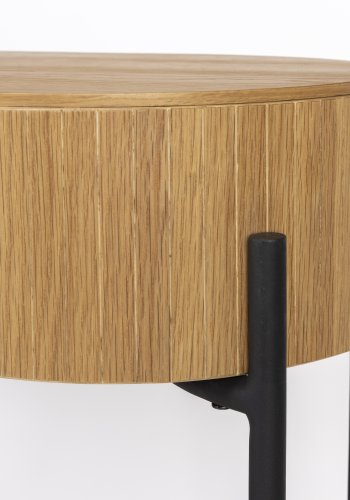 ZUIVER Slides konsollbord, med skyvepanel og 1 hylle - naturlig eikefiner og svart metall (120x36)