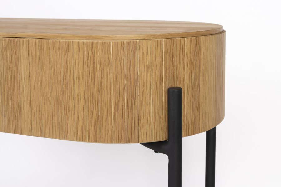 ZUIVER Slides konsollbord, med skyvepanel og 1 hylle - naturlig eikefiner og svart metall (120x36)