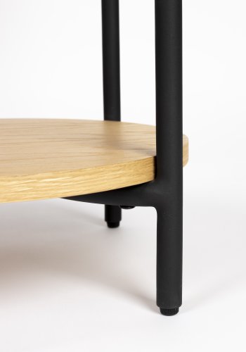 ZUIVER Slides konsollbord, med skyvepanel og 1 hylle - naturlig eikefiner og svart metall (120x36)