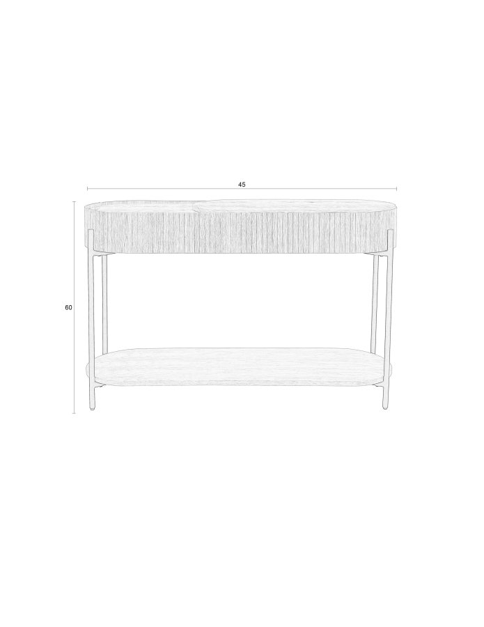 ZUIVER Slides konsollbord, med skyvepanel og 1 hylle - naturlig eikefiner og svart metall (120x36)