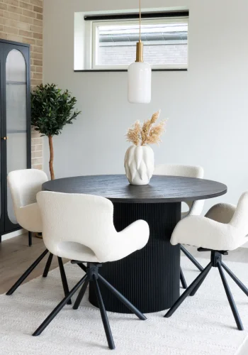 HOUSE NORDIC Boavista spisebord, rundt - mrkebrunt dekorpapir og sort tre (120)