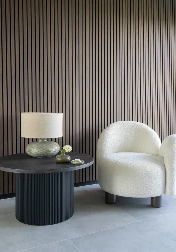 HOUSE NORDIC Boavista salongbord, rundt - mrkebrunt dekorpapir og sort tre (80)