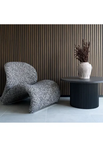 HOUSE NORDIC Boavista salongbord, rundt - mrkebrunt dekorpapir og sort tre (80)