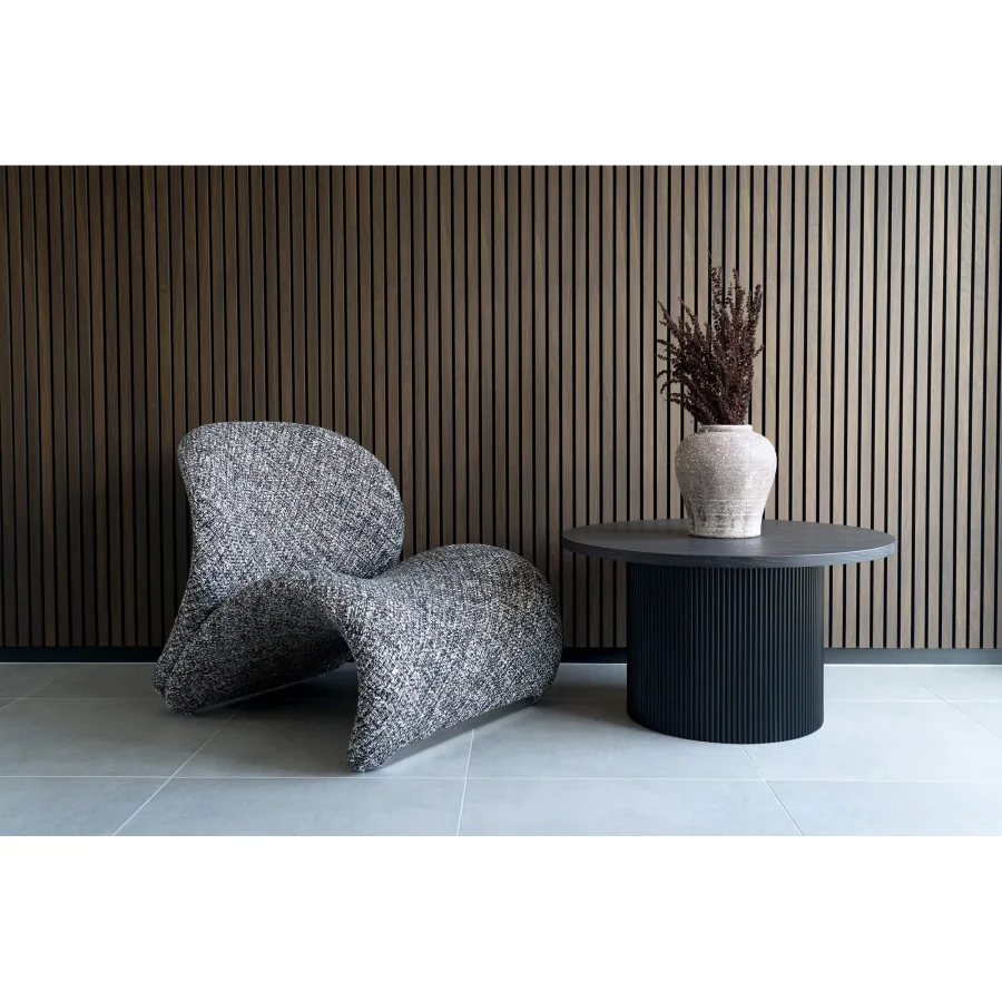 HOUSE NORDIC Boavista salongbord, rundt - mrkebrunt dekorpapir og sort tre (80)