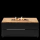 COSI FIRES Cosipure 120 Feuertisch, rechteckig – natürliches Teakholz und schwarzes Aluminium (120x80)