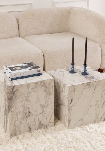 NORDVÄRK Fressia sidebord, firkantet - Fressia marmor melamin (sett med 2)